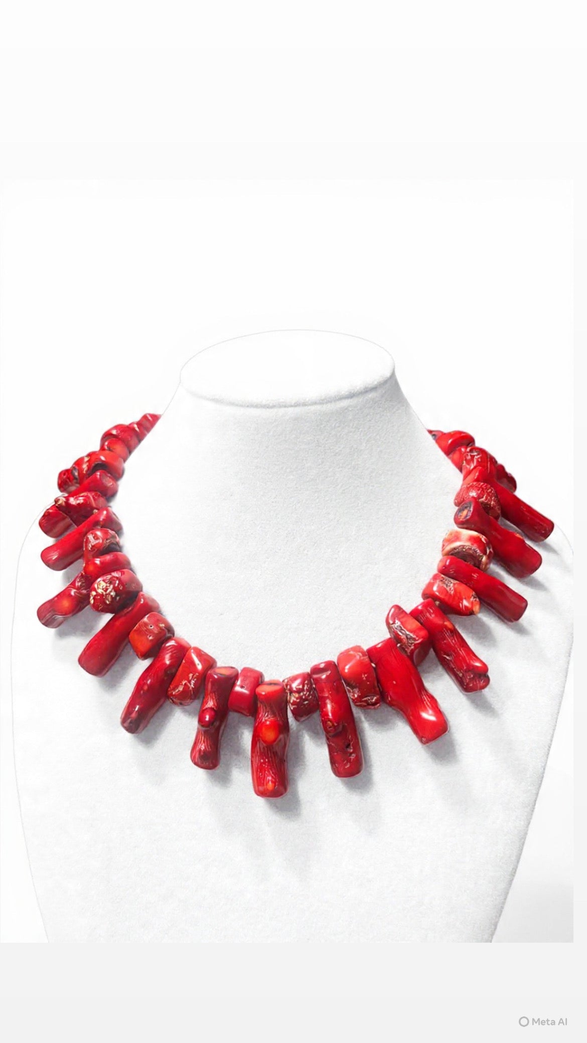 Collier Corallo a Bacchette Rosso con chiusura in Arg 925 -Top Accessori-