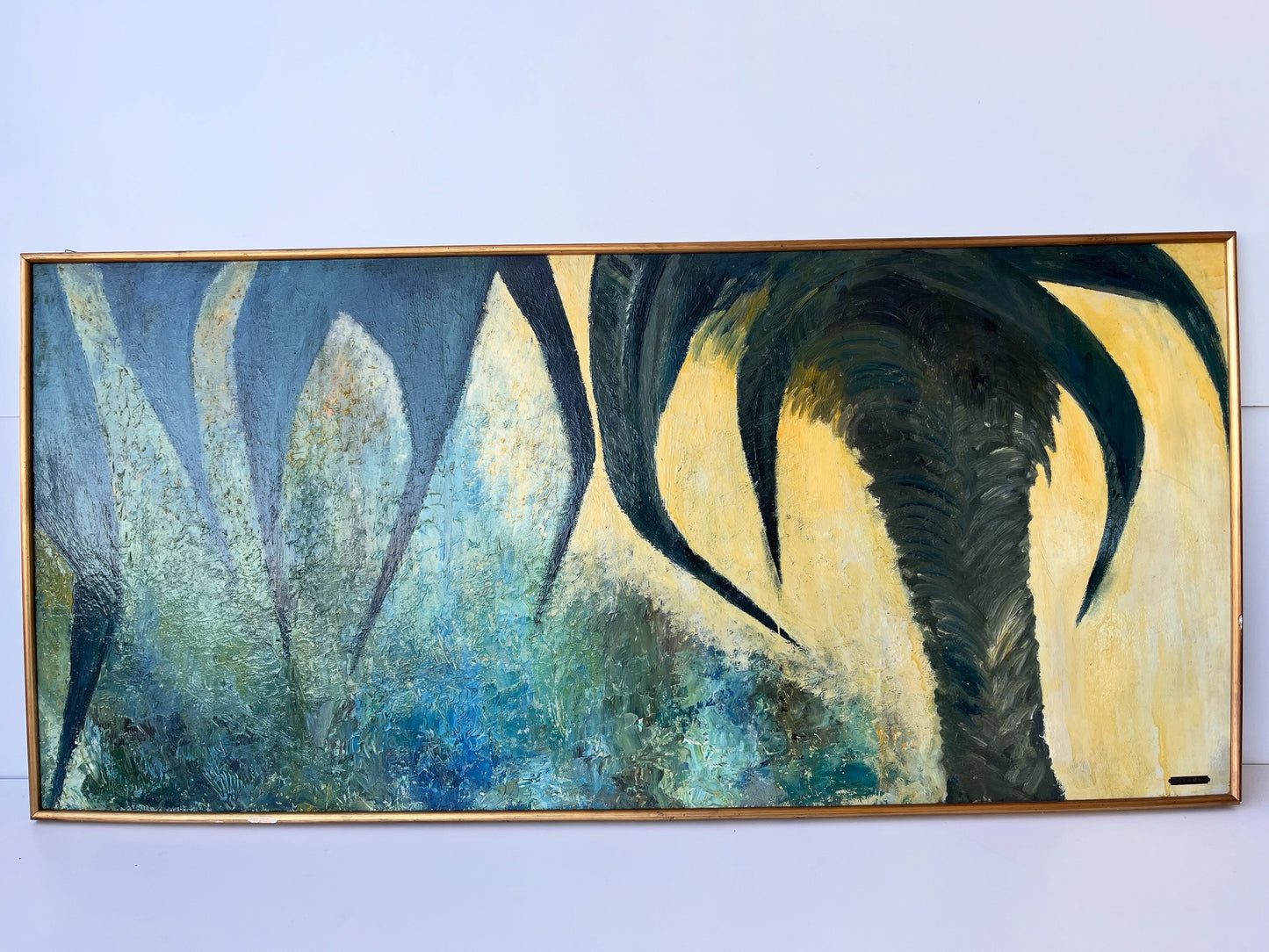 Dipinto su Masonite firmato Glouk su etichetta ottone incisa e cornice legno '50 -Art-