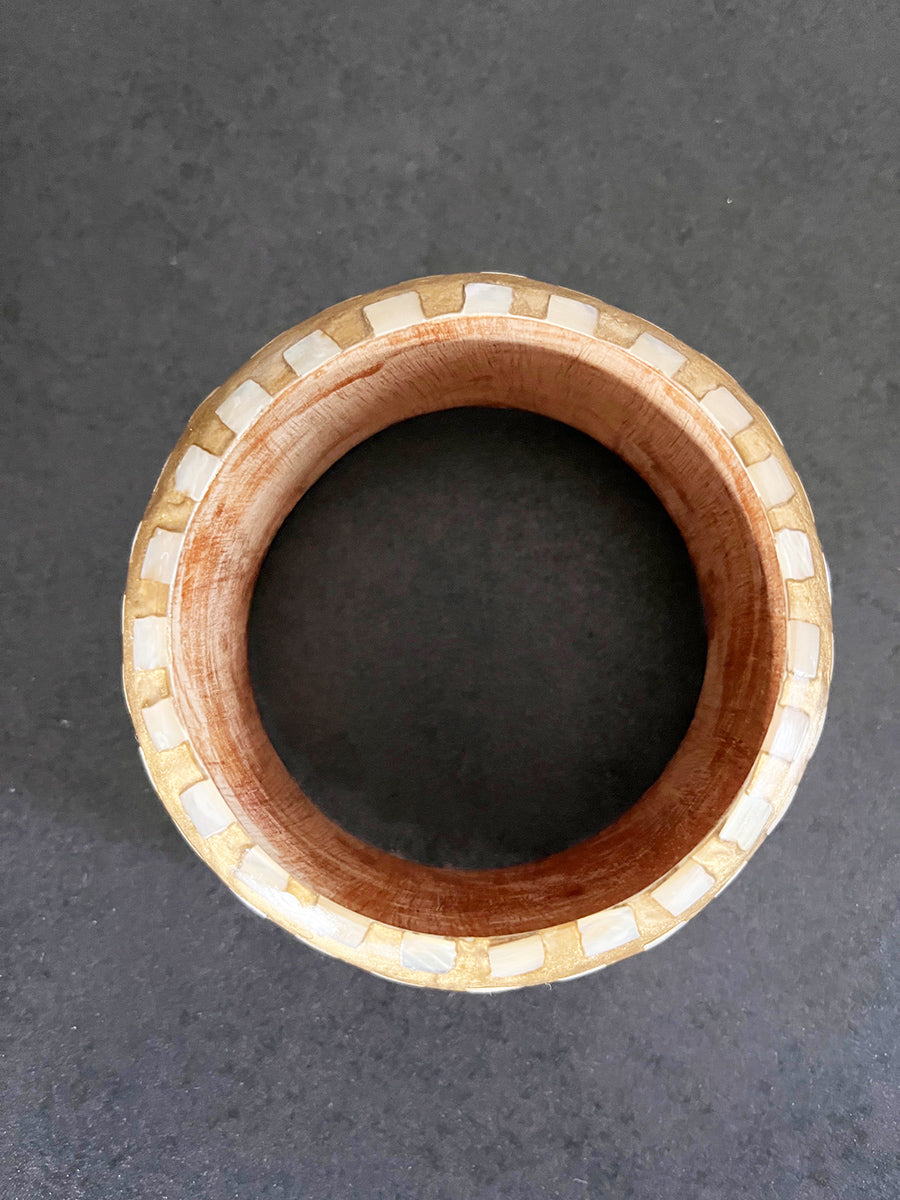 Bracciale Legno Oro con tessere in Madreperla Vintage '70 -Top Accessori-