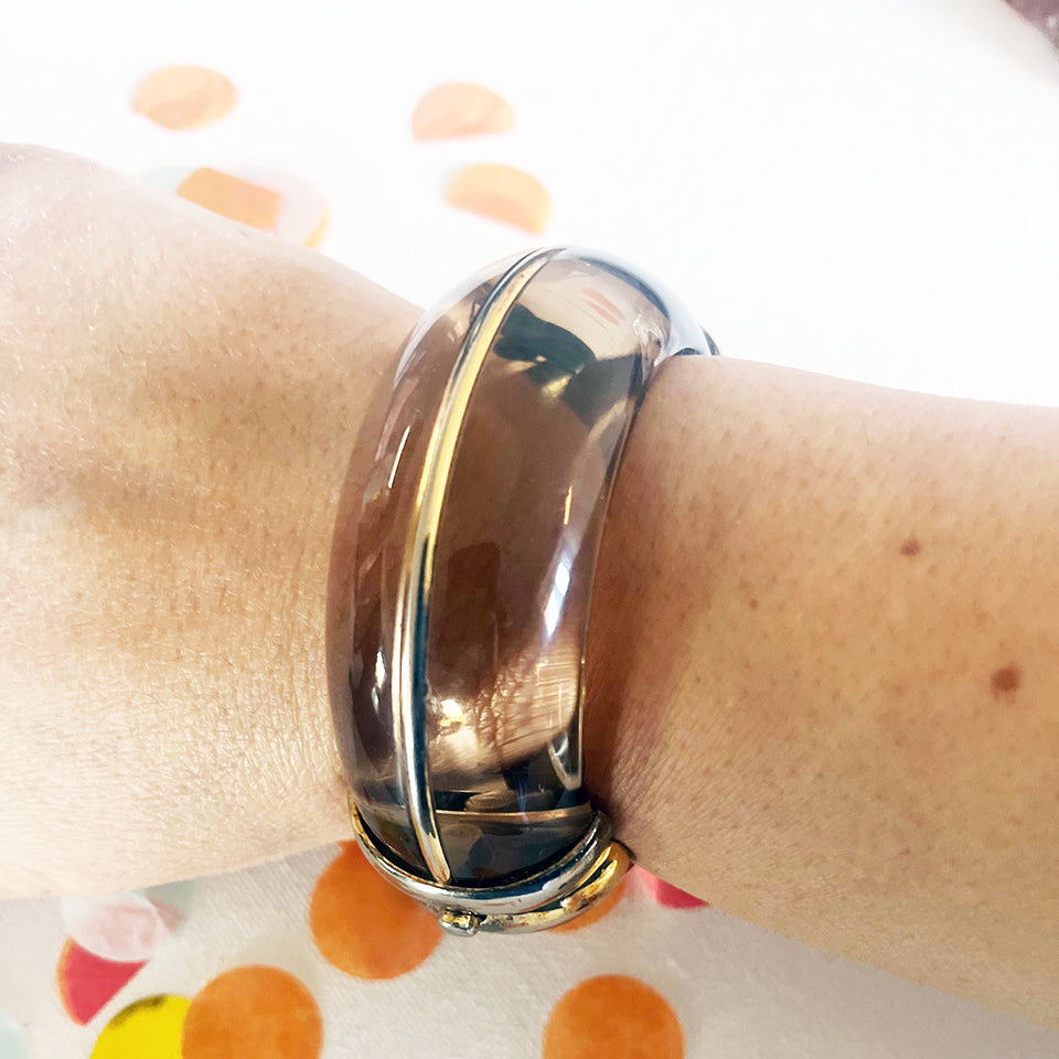 Bracciale Rigido Plastica e Argento Vintage anni '70 -Top Accessori-