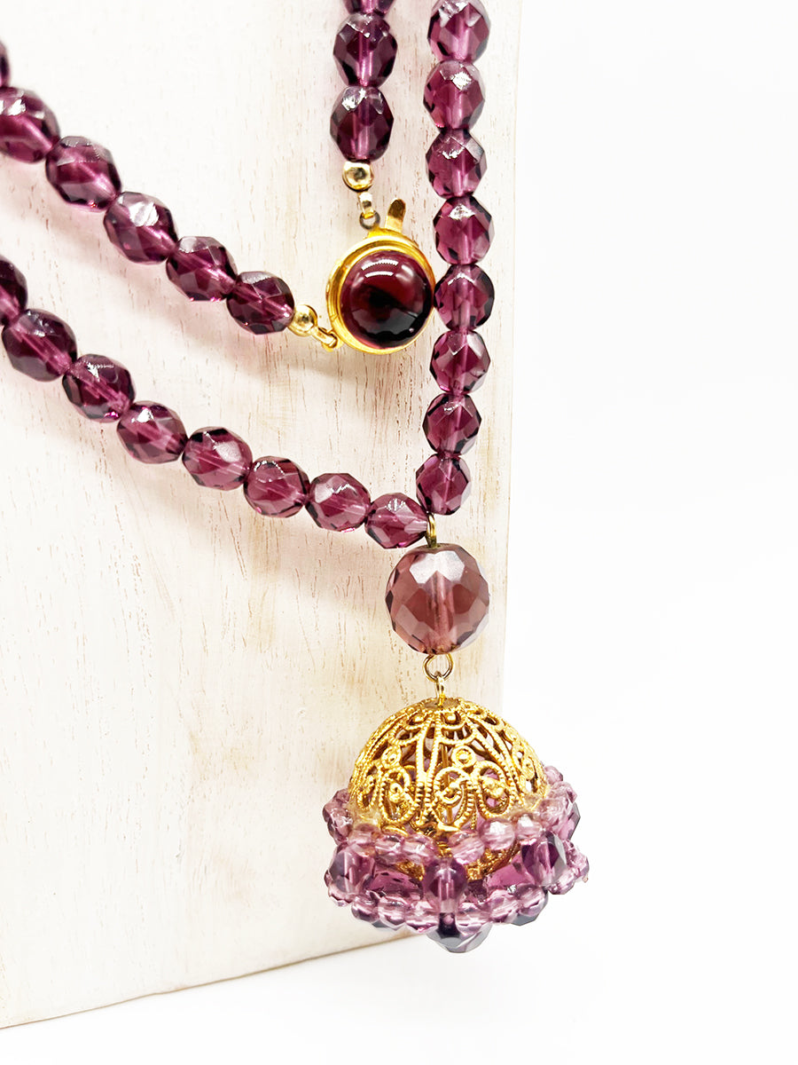 Collana Lunga Agata Viola con Charm Gioiello Vintage -Accessori-