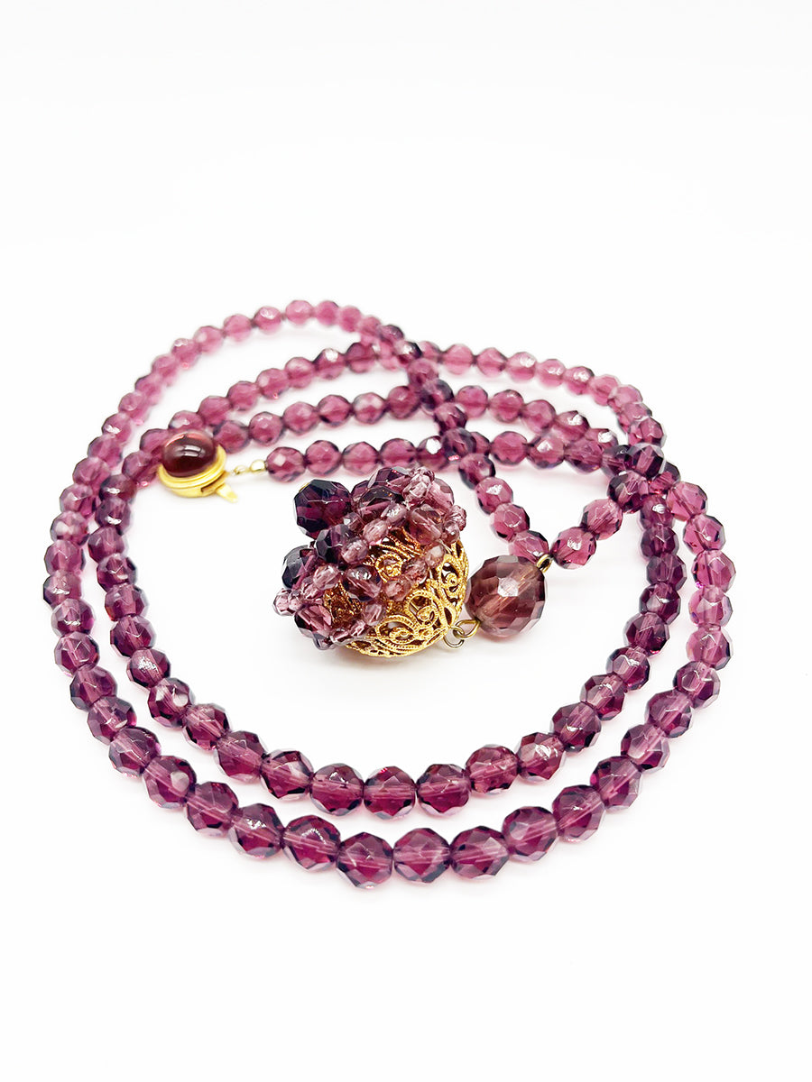 Collana Lunga Agata Viola con Charm Gioiello Vintage -Accessori-
