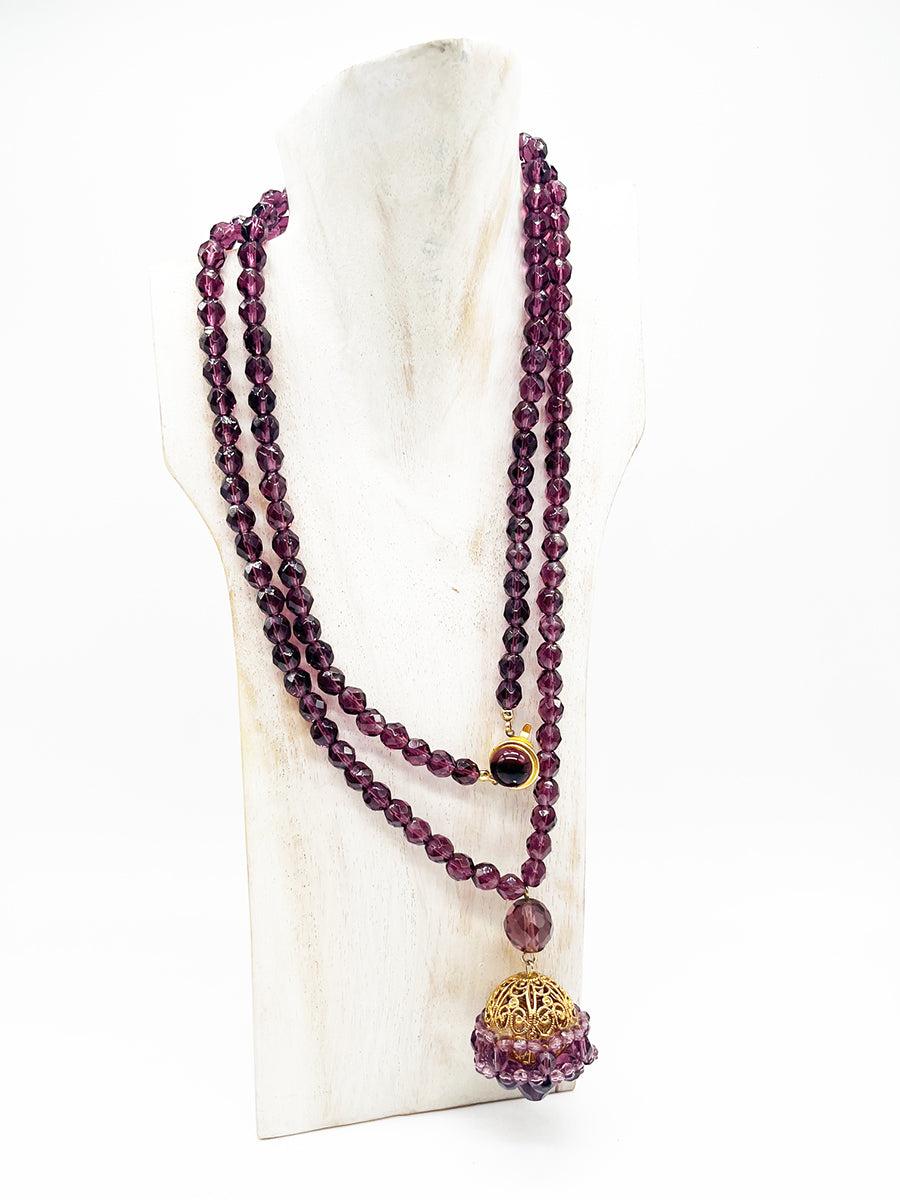 Collana Lunga Agata Viola con Charm Gioiello Vintage -Accessori-