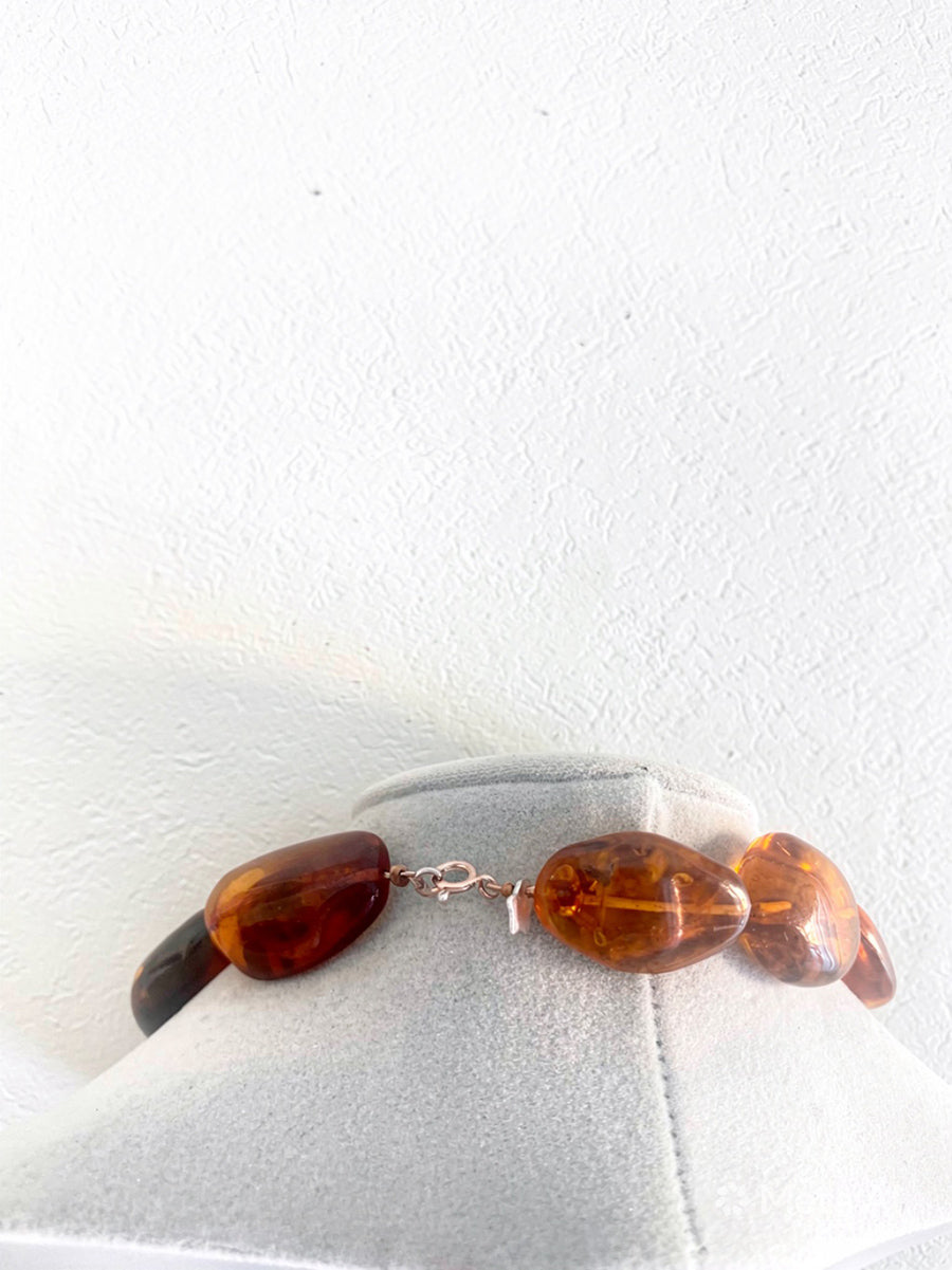 Collana Ambra del Baltico con pietre irregolari e chiusura in Arg 925 -Top Accessori-