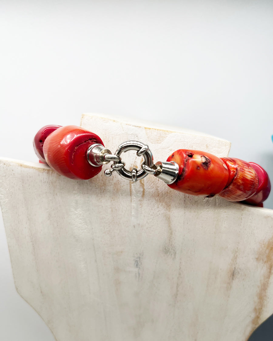 Collana Corallo Bambu' con Pendente in Ceramica -Accessori-