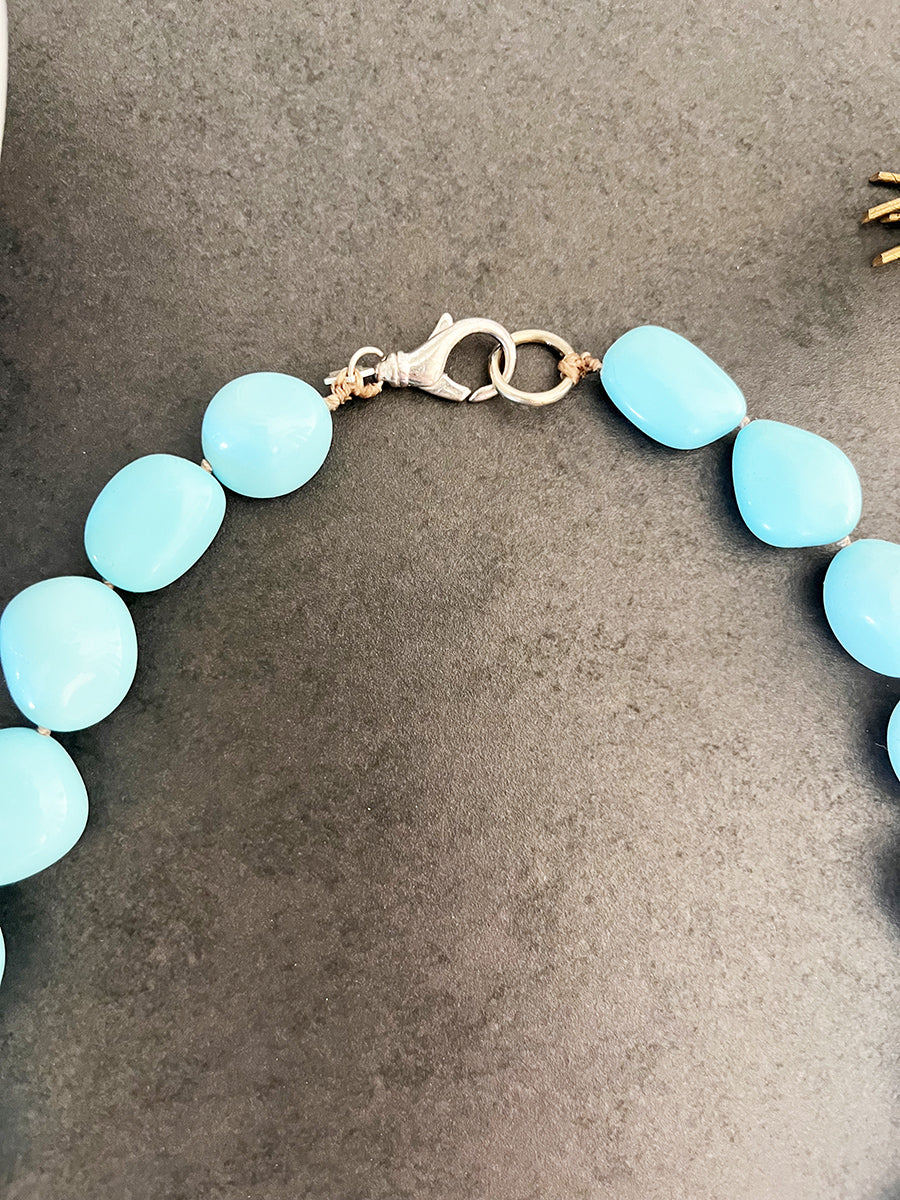 Collana Pasta di Turchese con chiusura in Argento 925 -Top Accessori-
