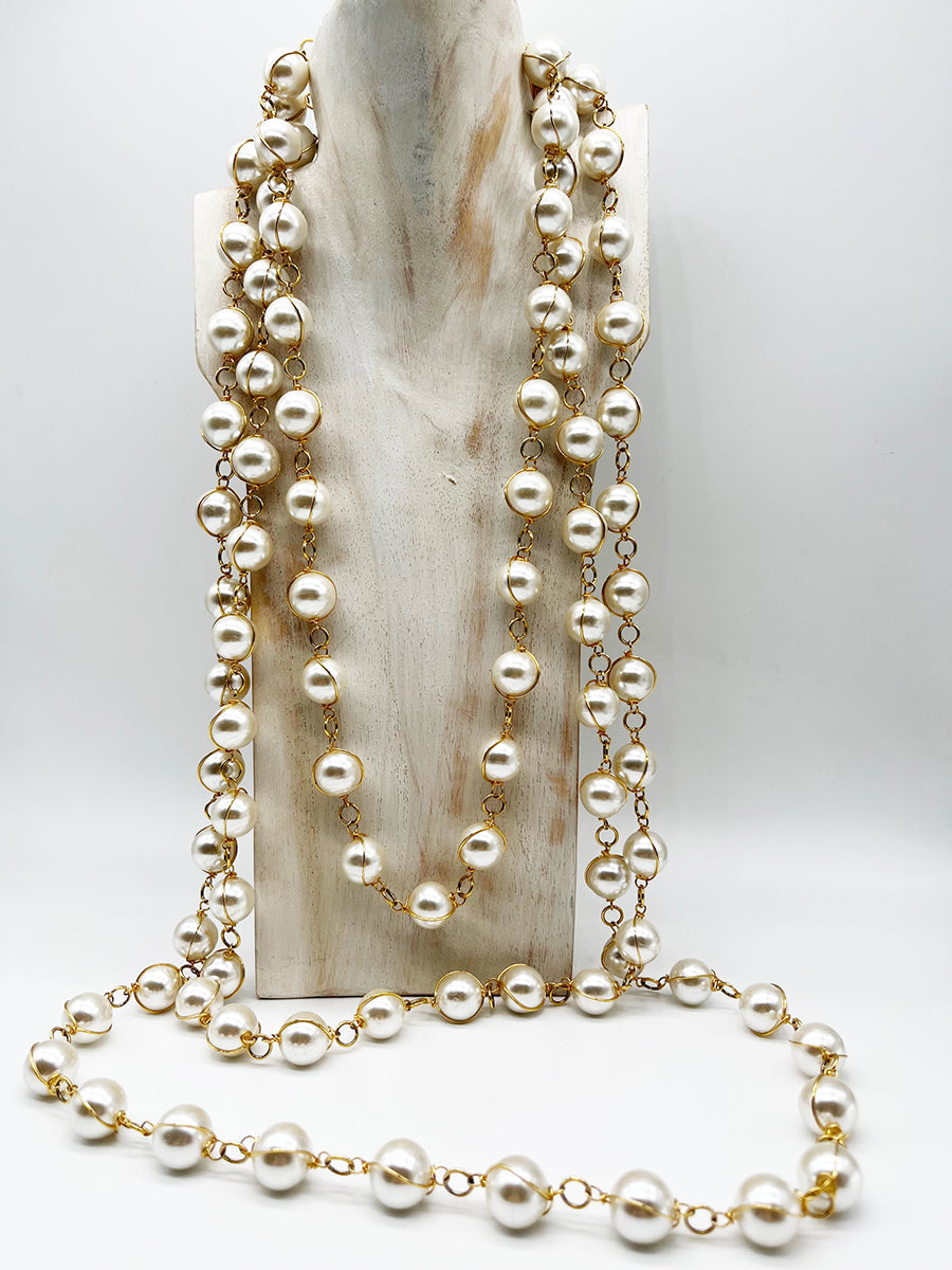 Collana Perle a tre lunghezze Top Vintage -Accessori-