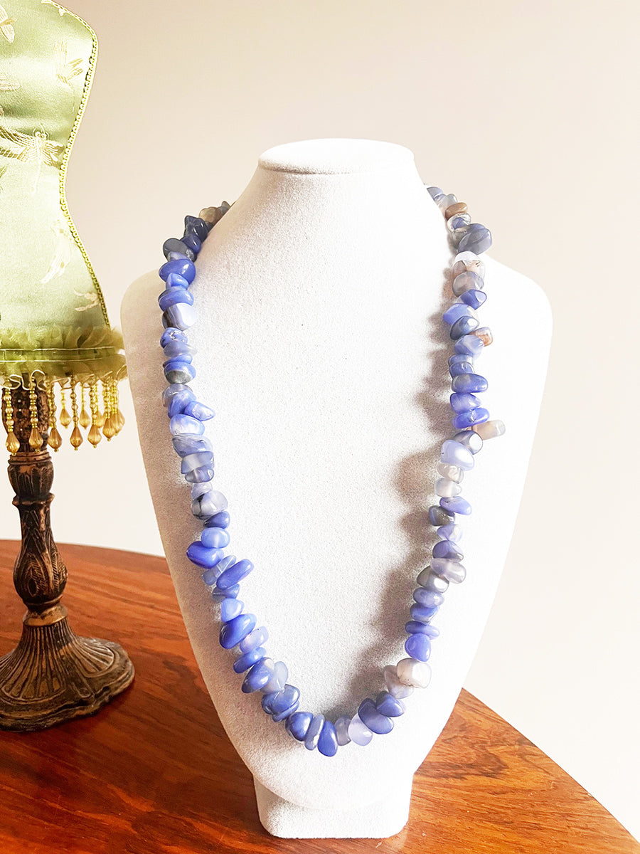 Collana Lunga Sodalite Blu con chiusura Arg 925 -Top Bijoux -