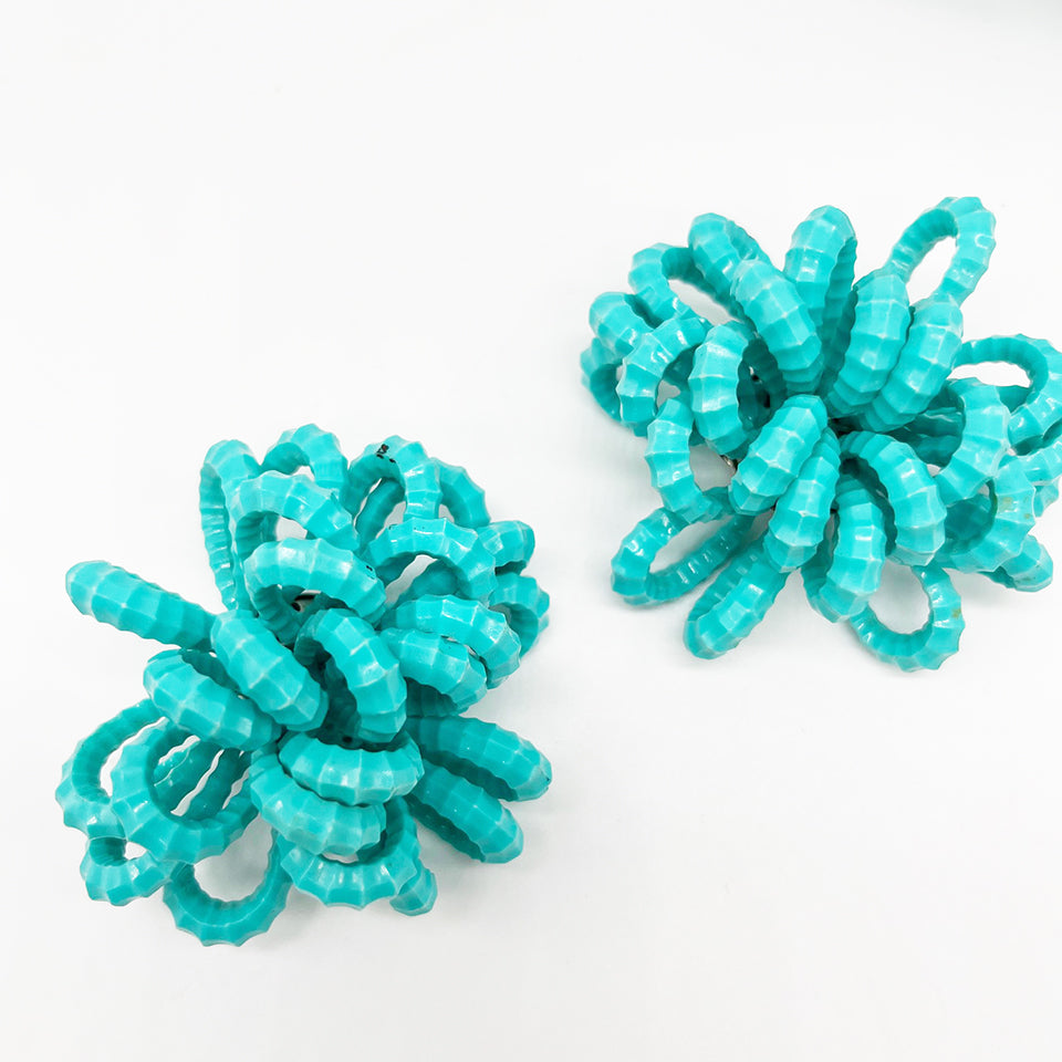 Orecchini Grandi in Plastica Turchesi -Top Vintage Jewels-