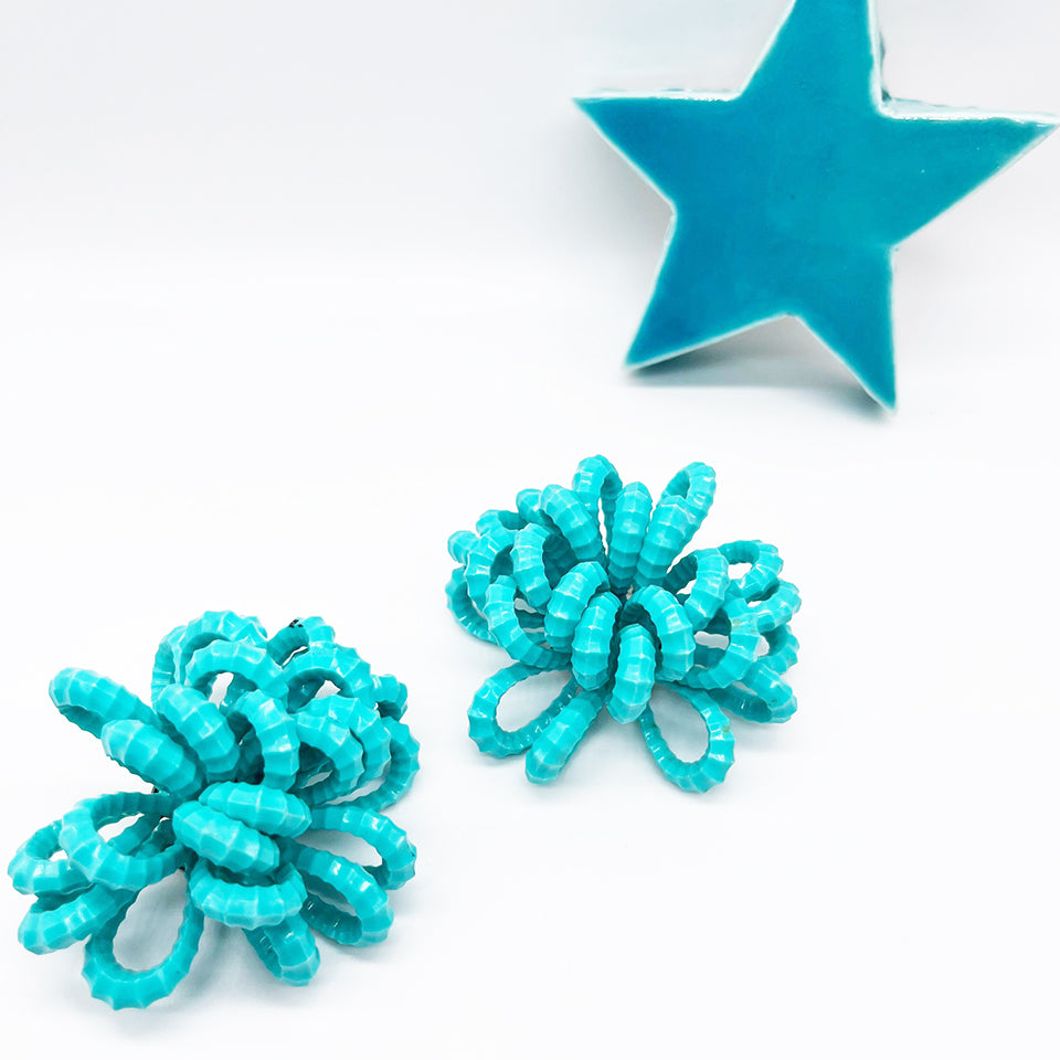 Orecchini Grandi in Plastica Turchesi -Top Vintage Jewels-