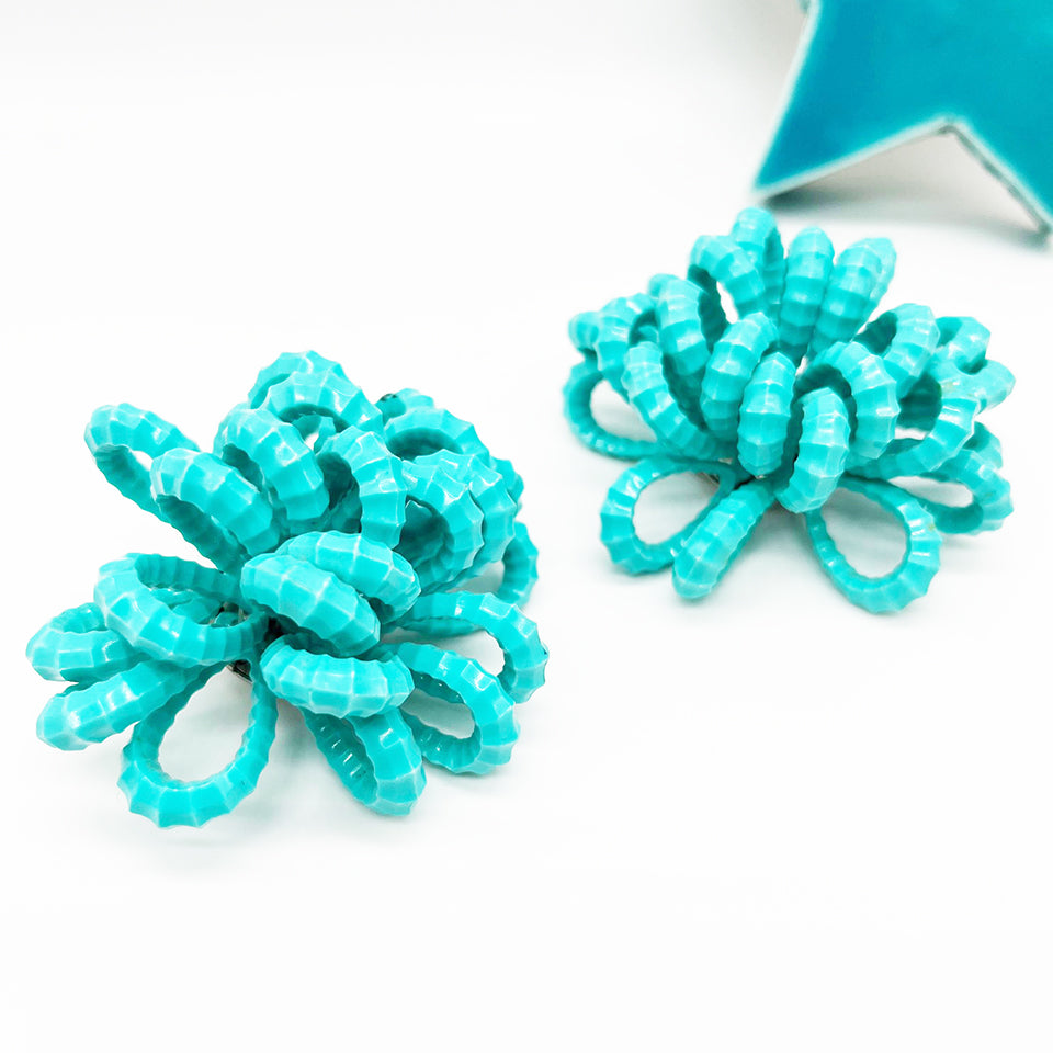 Orecchini Grandi in Plastica Turchesi -Top Vintage Jewels-