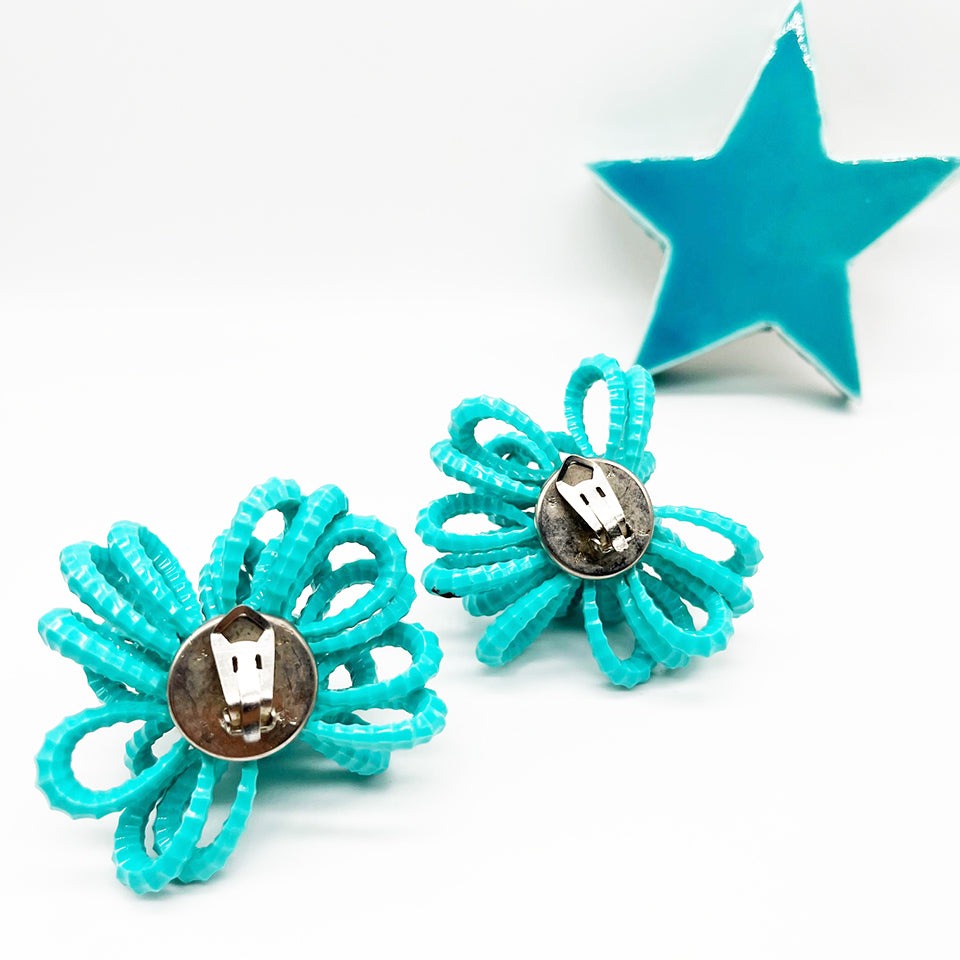 Orecchini Grandi in Plastica Turchesi -Top Vintage Jewels-