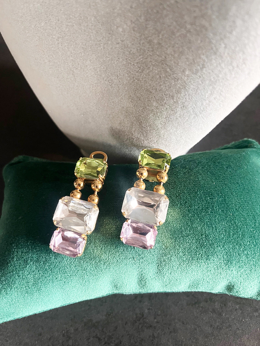Orecchini Vintage Cristalli Colorati Anni '60 -Top Accessori-