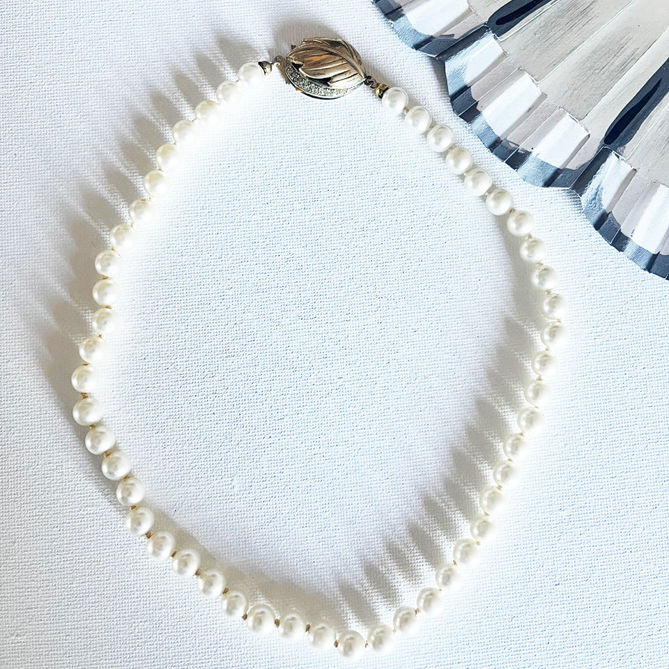Filo di Perle con Chiusura Gioiello Arg placcato Oro Vintage 1980 - Top Accessori-