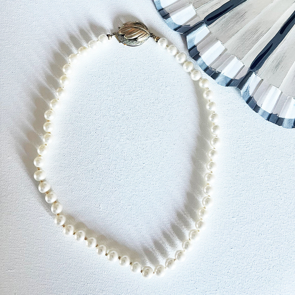 Filo di Perle con Chiusura Gioiello Arg placcato Oro Vintage 1980 - Top Accessori-