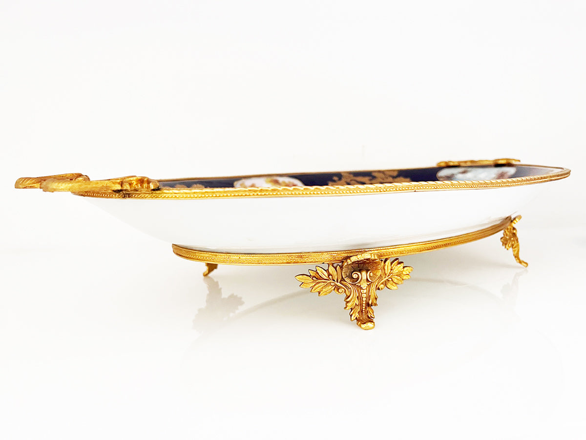 Manufacture de Vincennes Sevres Centrotavola Blu dipinto con alzata '900 -Antiques-