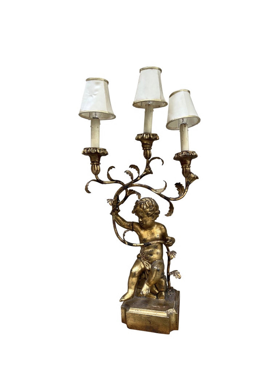 Lampada da Tavolo Putto Oro Barocco del '900 -Antiques-