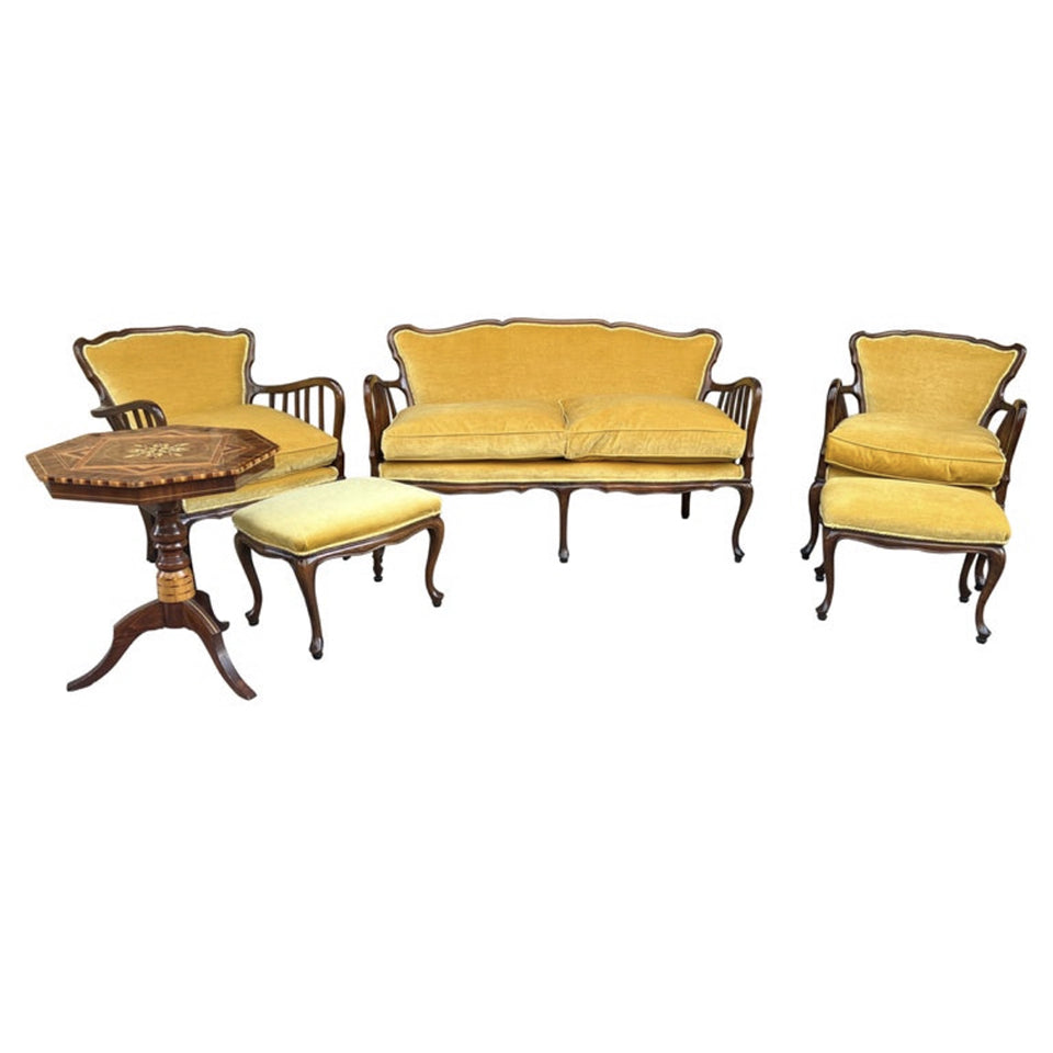 Salottino Completo Liberty n. 4 elementi Senape '900 -Antiques-