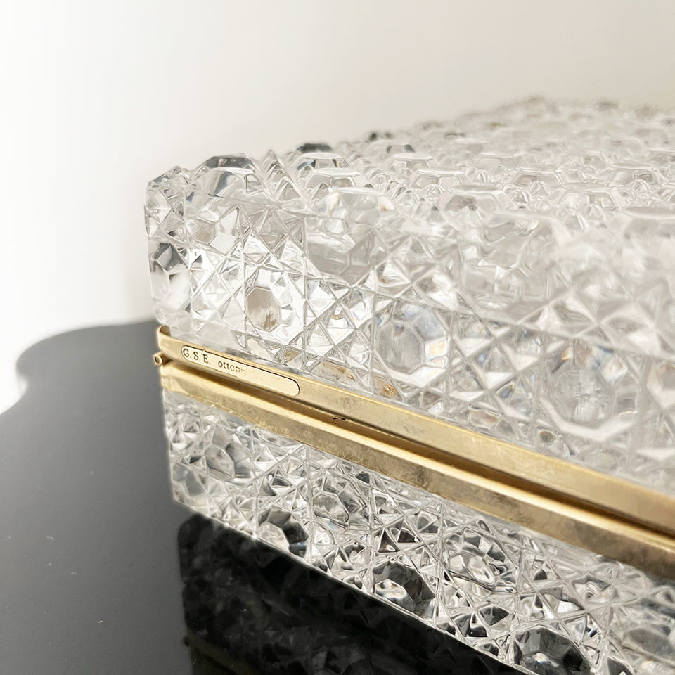 Scrigno Francese anni '50 in cristallo Bohemia diamantato -Antiques-