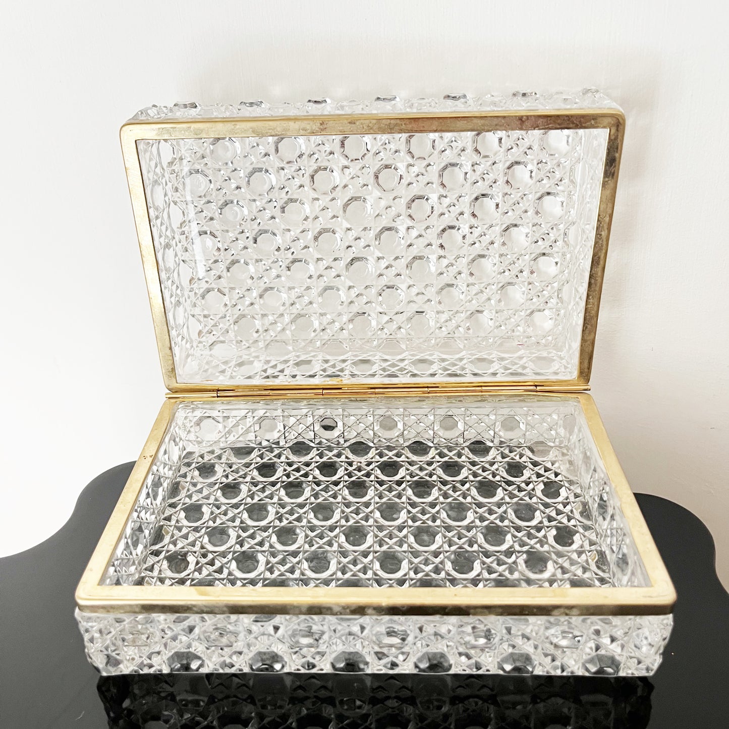 Scrigno Francese anni '50 in cristallo Bohemia diamantato -Antiques-