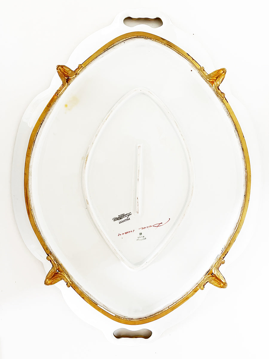 Vassoio Blu Limoges France Decorato a mano del '900 -Antiques-
