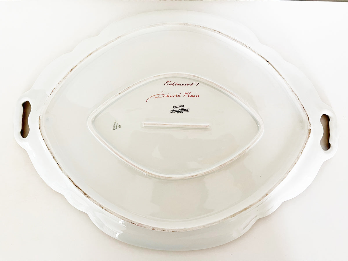 Vassoio Rosa Limoges France Decorato a mano del '900 -Antiques-