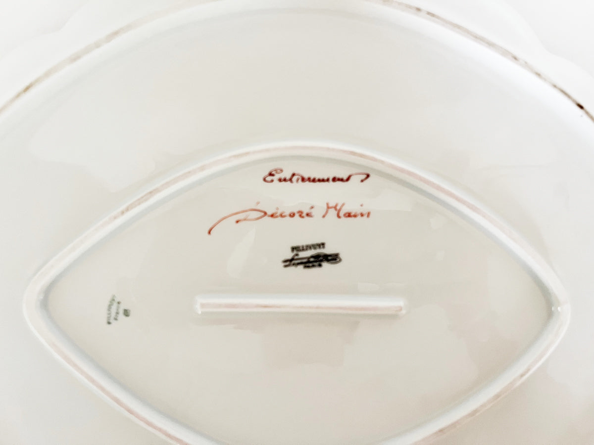 Vassoio Rosa Limoges France Decorato a mano del '900 -Antiques-