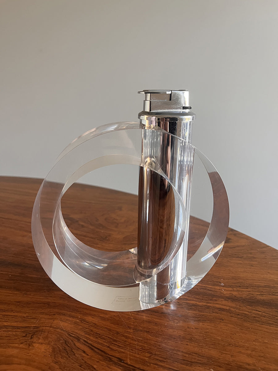 Antonio Felice Botta Accendino Scultura Lucite e Acciaio Cromo '70 -Top Art-