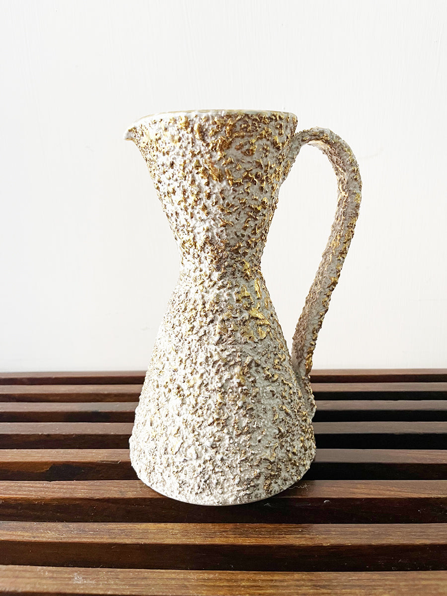 Brocca Ceramica Oro e Bianca Vintage anni '50 -Art-