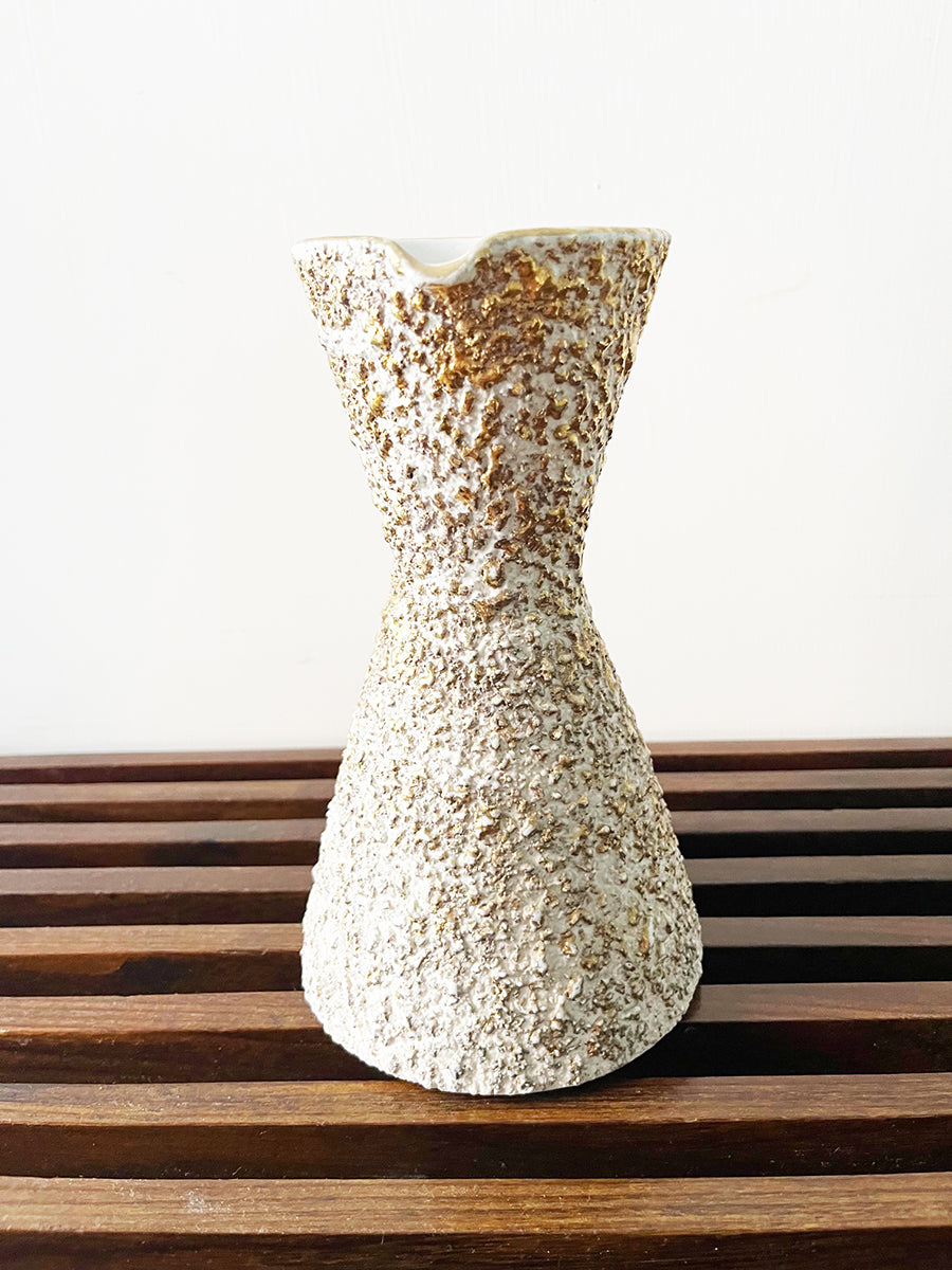 Brocca Ceramica Oro e Bianca Vintage anni '50 -Art-