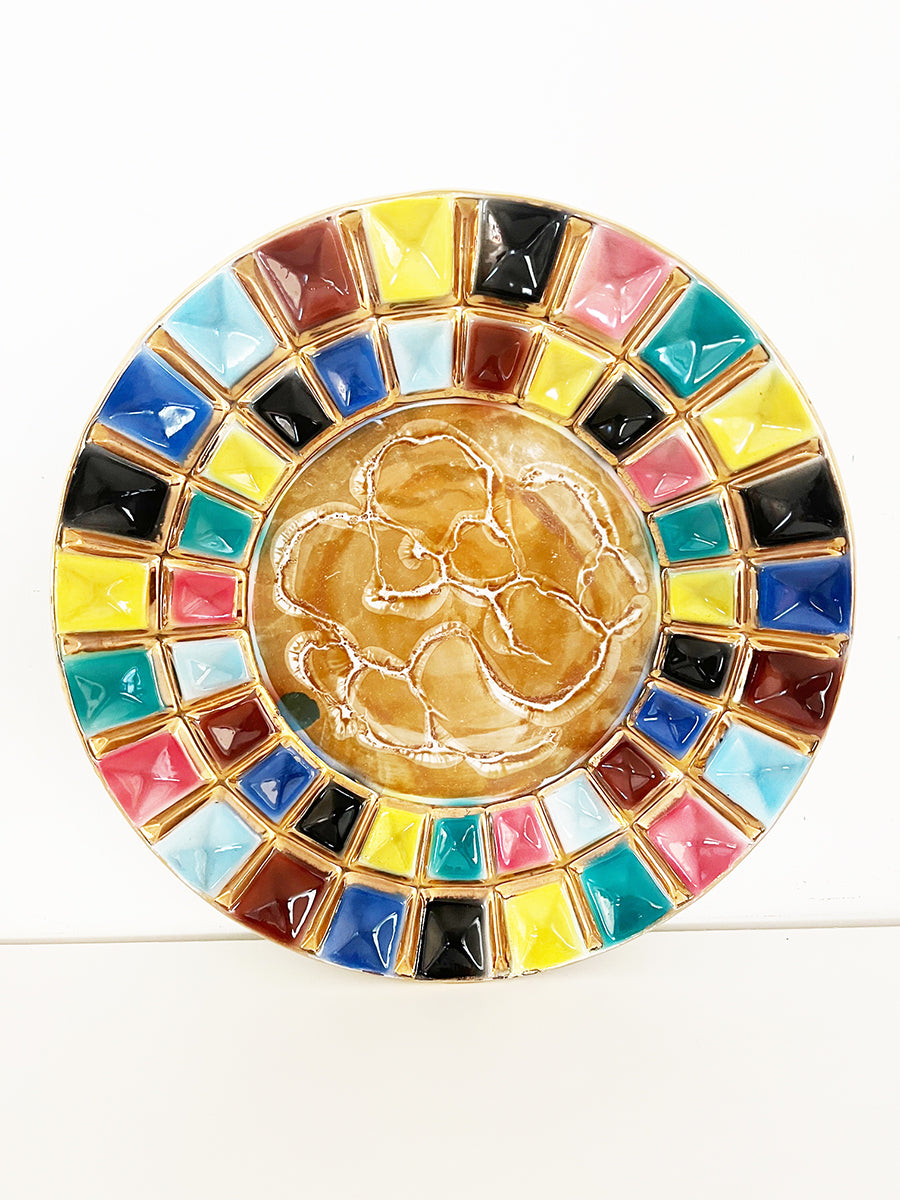 Vaso con Piatto Sesto Fiorentino Decorato a mano anni '40/'50 -Art-