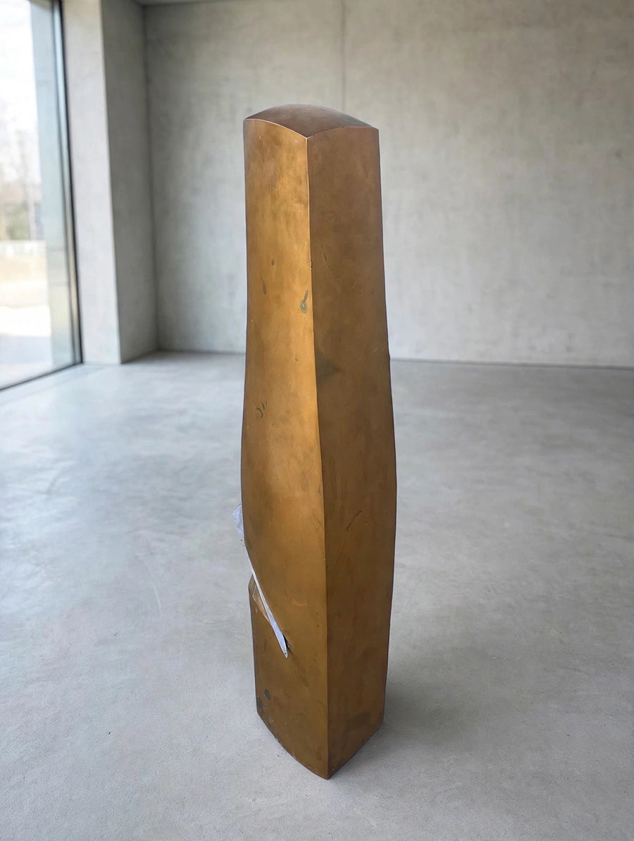 Scultura Astratta Totem vintage anni '70 in bronzo e alluminio di grande impatto visivo -Top Art-