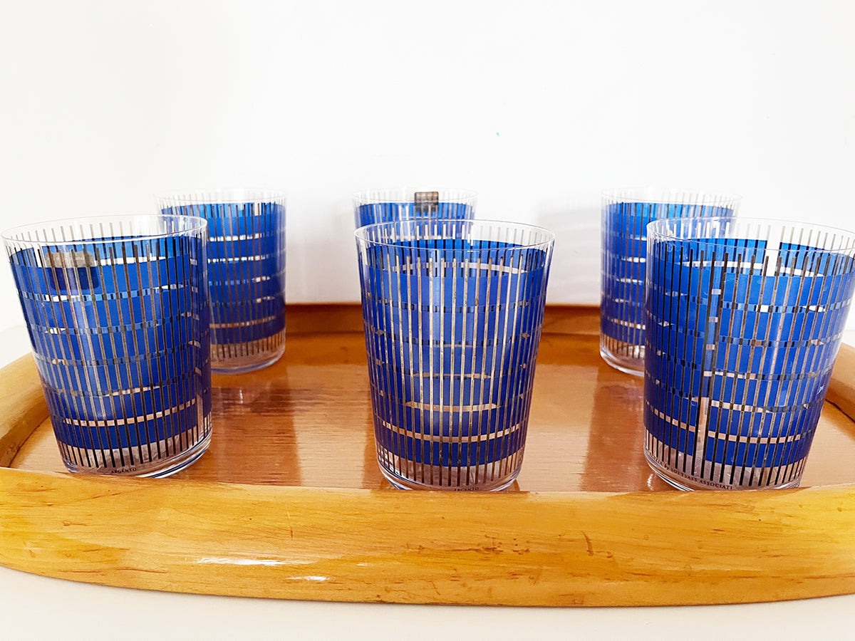 Vassoio Macabo attr. Tura con set di n.6 bicchieri Studio Sottssas per Egizia -Top Art-