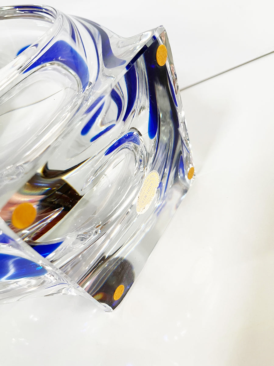 Bohemia Vaso Scultura Blu '900 -Art-