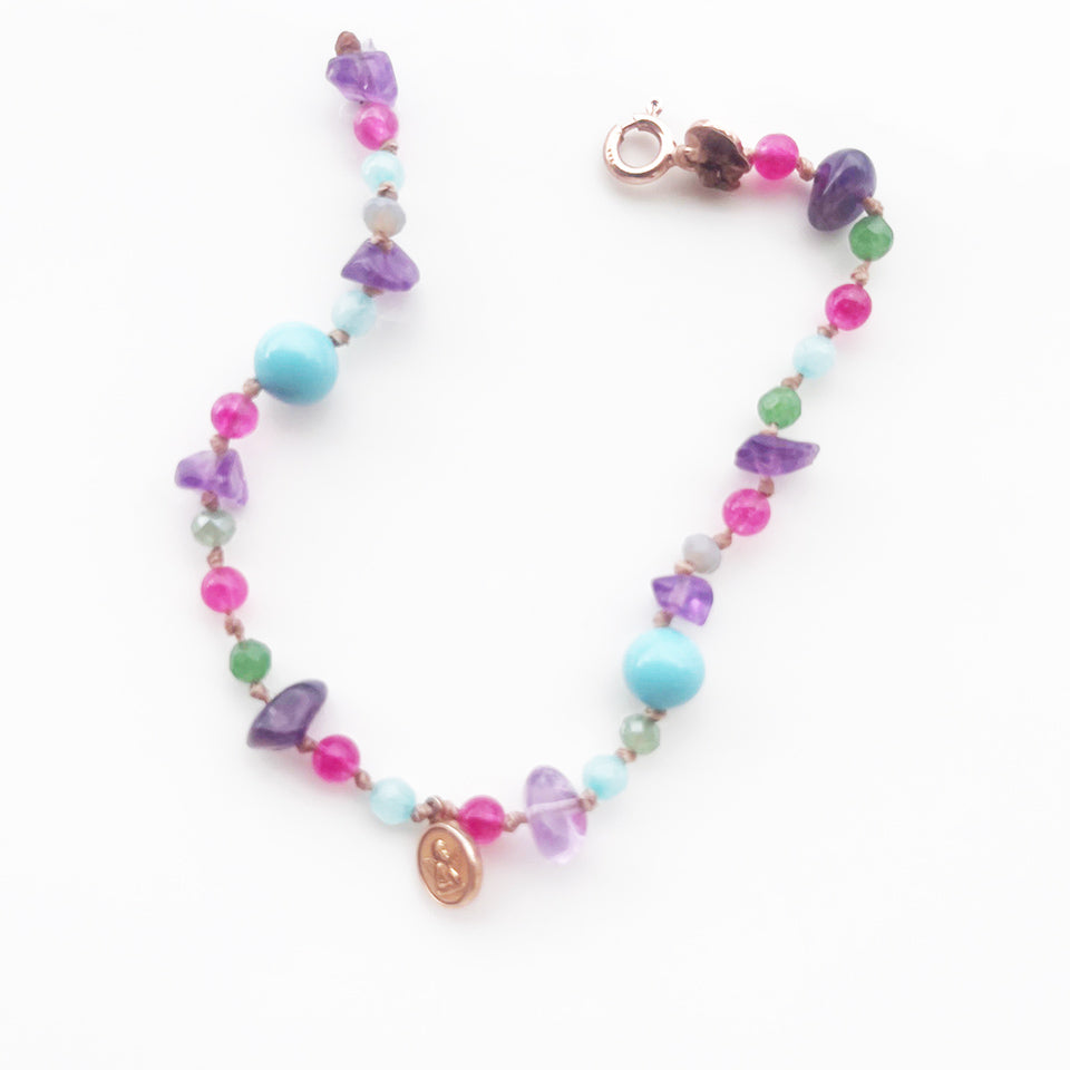 Bracciale Pietre Varie e Arg 925 con Angelo Custode -Creazione Unica- per Anna