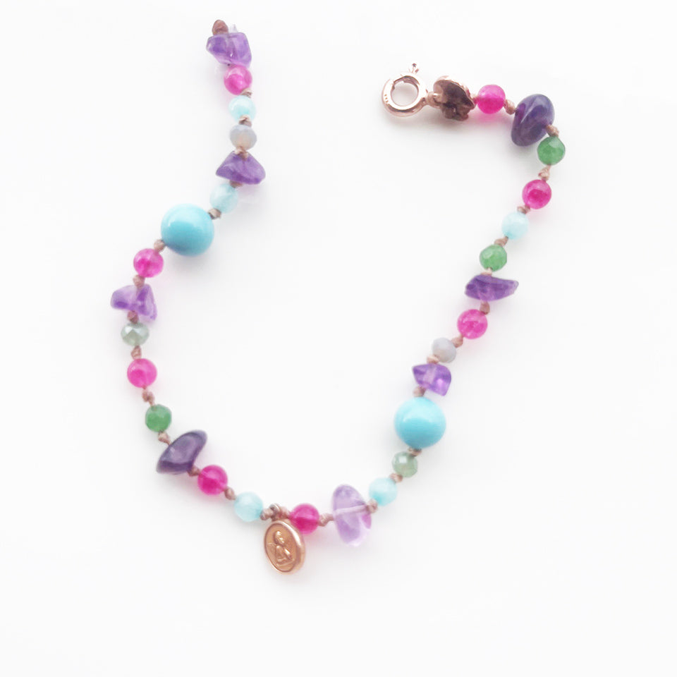 Bracciale Pietre Varie e Arg 925 con Angelo Custode -Creazione Unica- per Anna