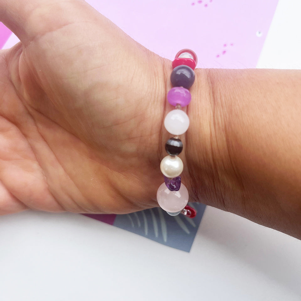 Bracciale Pietre con Cuore Rosso, Arg 925 -Creazione Unica-