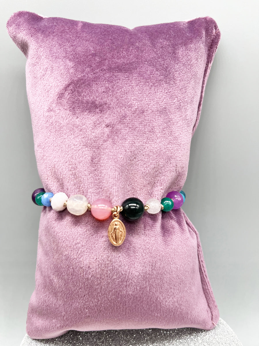 Bracciale Pietre, Cristalli, Madonnina Rue du Bac Arg 925 -Top Jewels-