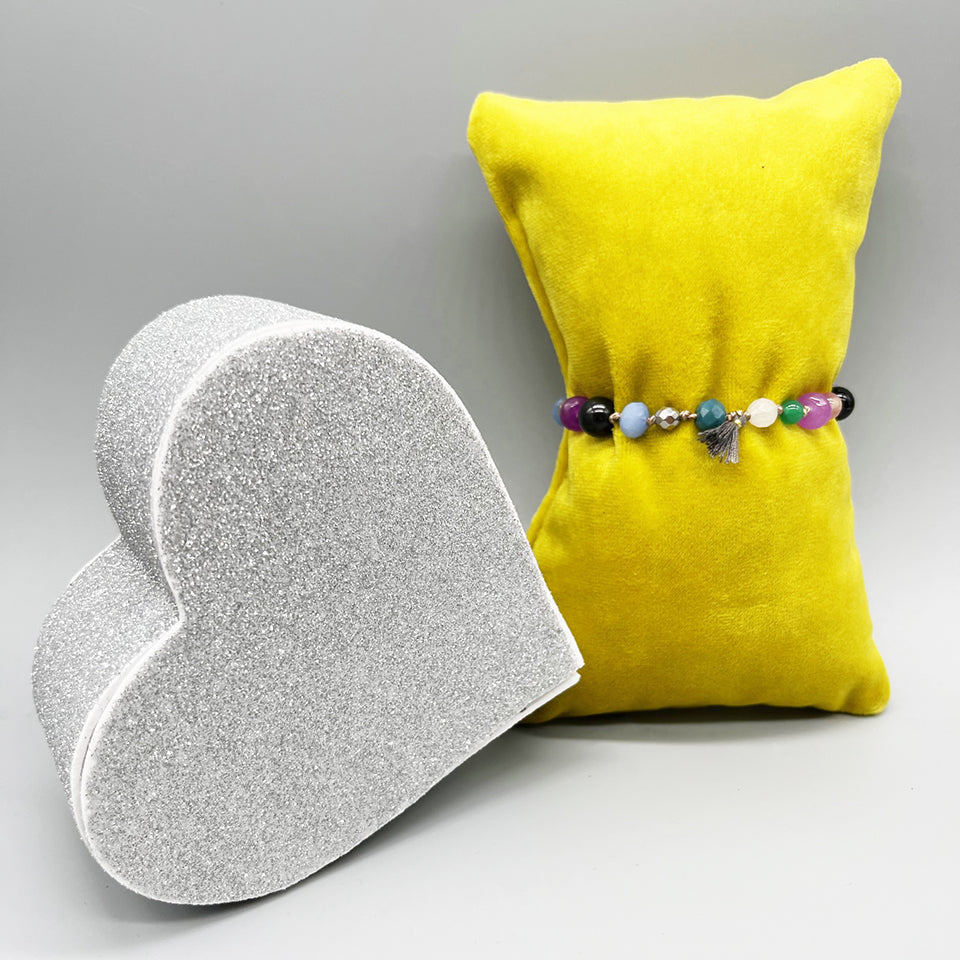 Bracciale Pietre, Cristalli, Nappa Grigia e Arg 925 -Top Jewels-