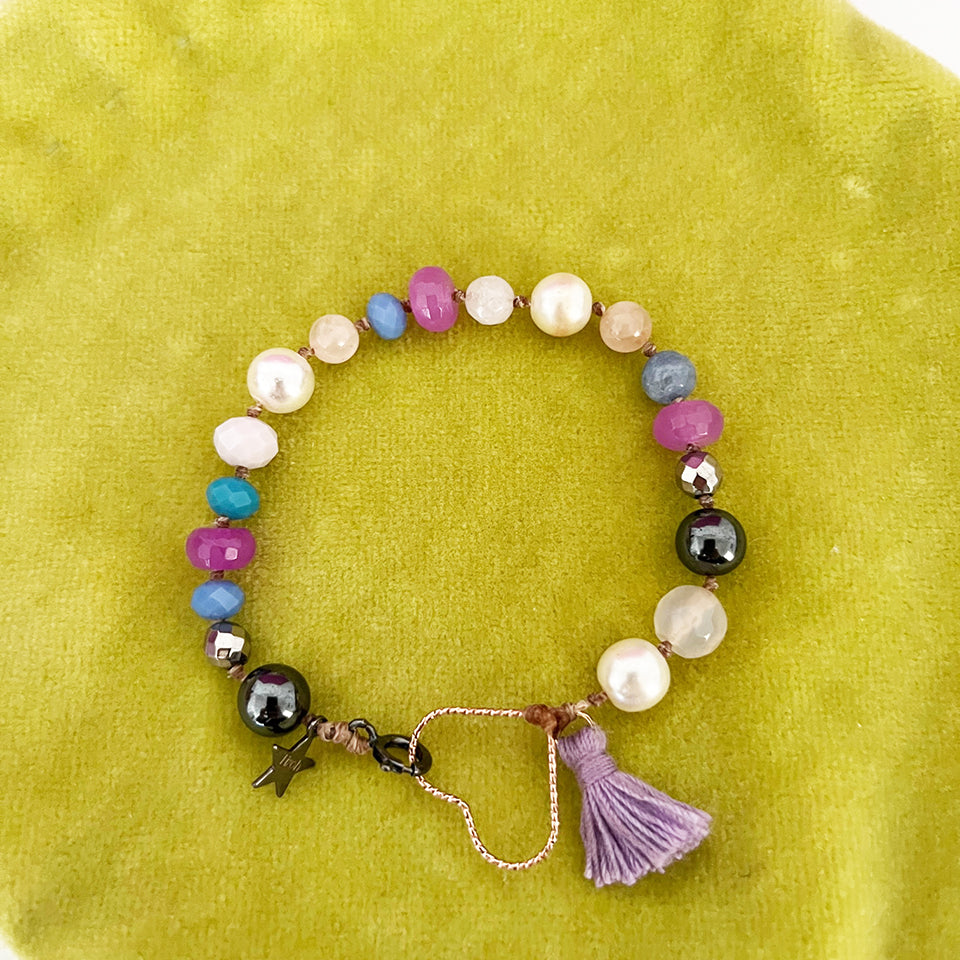 Bracciale Pietre con chiusura a Cuore Arg. 925 -Top Jewels-