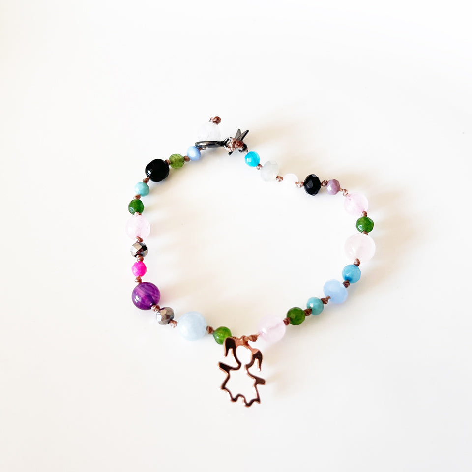 Bracciale Pietre Varie e Arg 925 con Bimba -Creazione Unica-