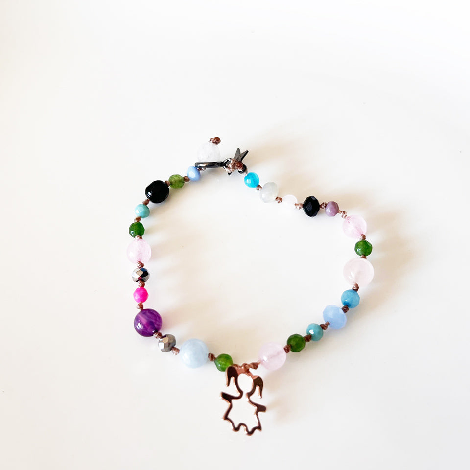 Bracciale Pietre Varie e Arg 925 con Bimba -Creazione Unica-