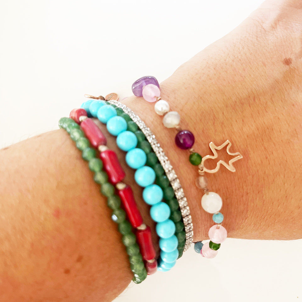 Bracciale Pietre Varie e Arg 925 con Bimbo -Creazione Unica-