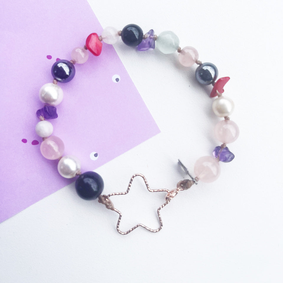 Bracciale Pietre Colorate e Stella Arg 925 -Top Bijoux-
