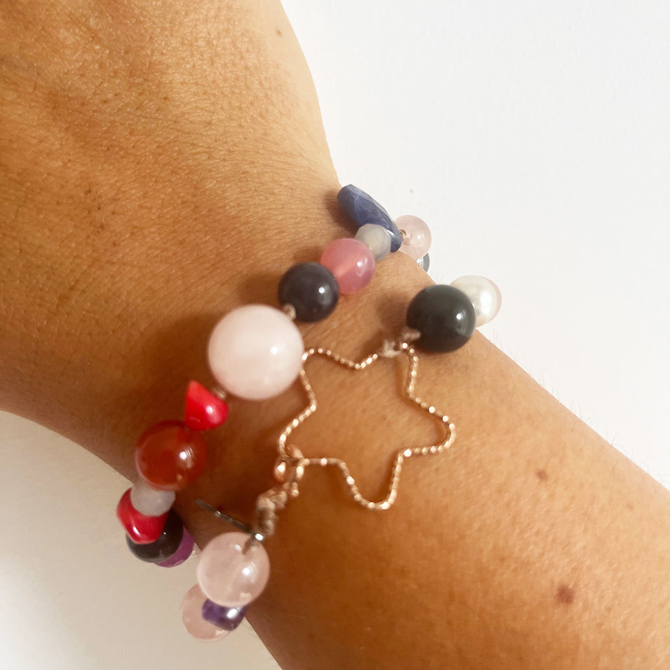 Bracciale Pietre Colorate e Stella Arg 925 -Top Bijoux-
