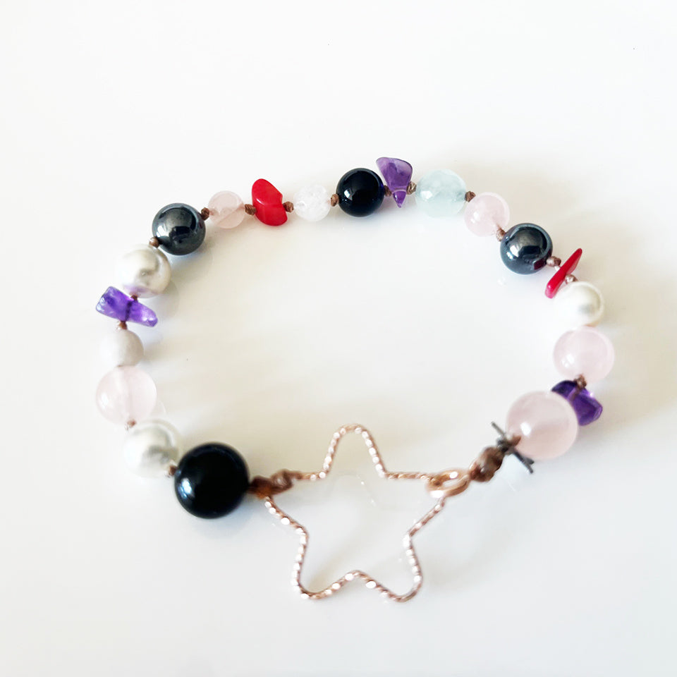 Bracciale Pietre Varie e Arg 925 con Stella -Creazione Unica-