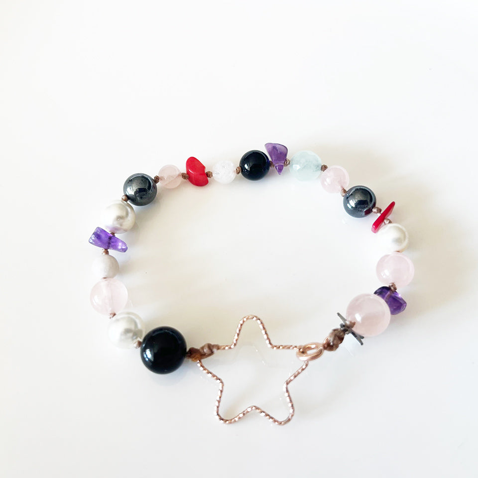 Bracciale Pietre Varie e Arg 925 con Stella -Creazione Unica-