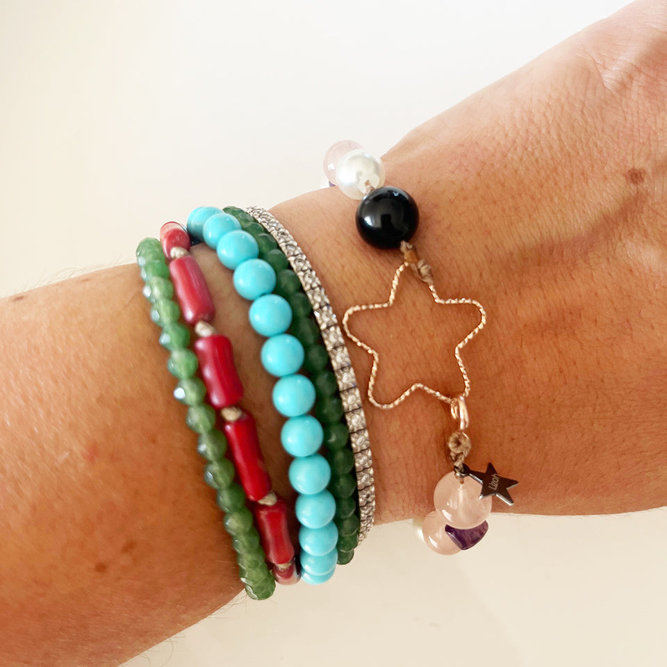 Bracciale Pietre Varie e Arg 925 con Stella -Creazione Unica-