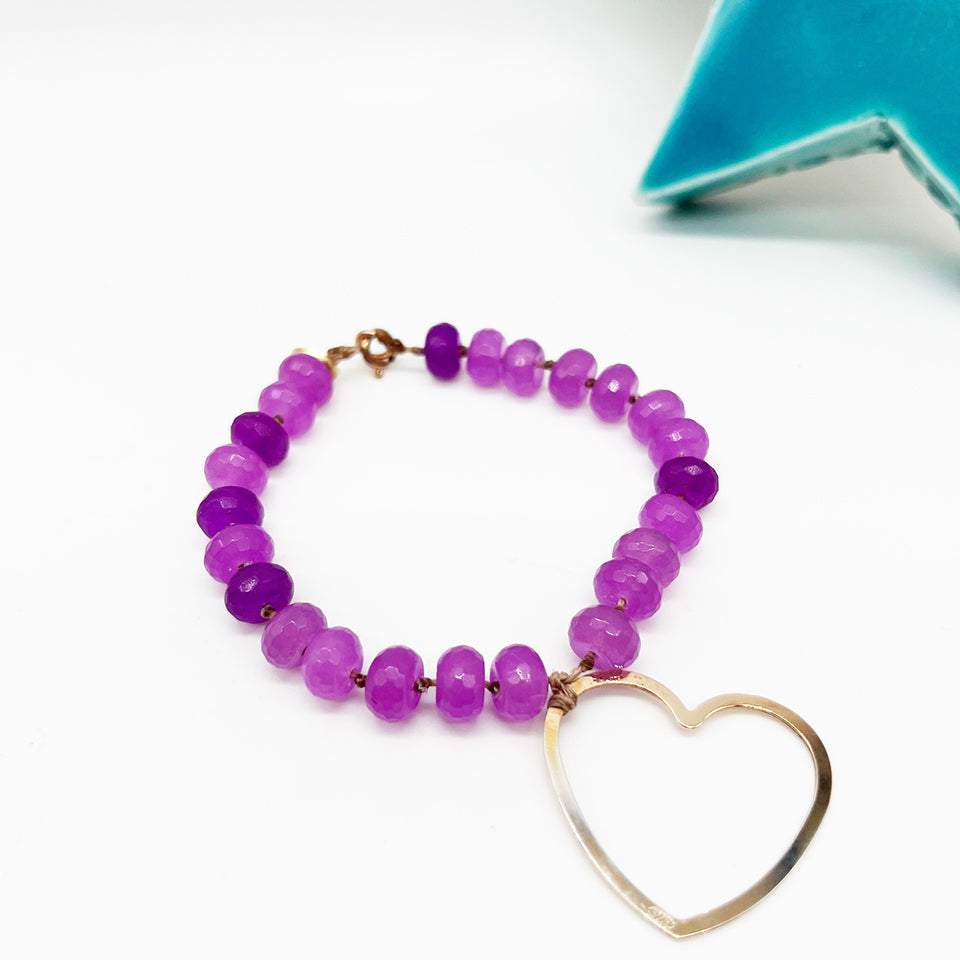 Bracciale Zaffiro Rosa e Cuore in Arg 925 -Top Jewels-