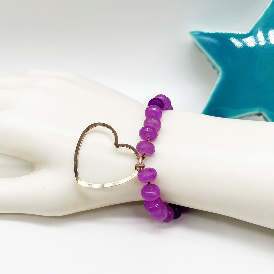 Bracciale Zaffiro Rosa e Cuore in Arg 925 -Top Jewels-